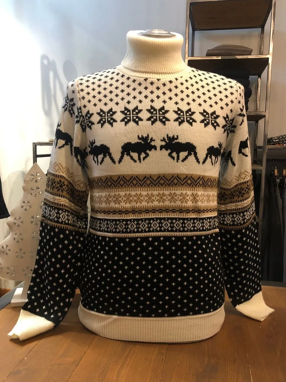 Maglione dolcevita renne e stelle