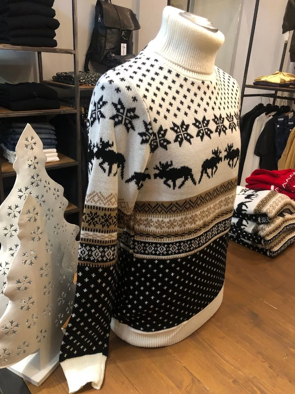 Maglione dolcevita renne e stelle