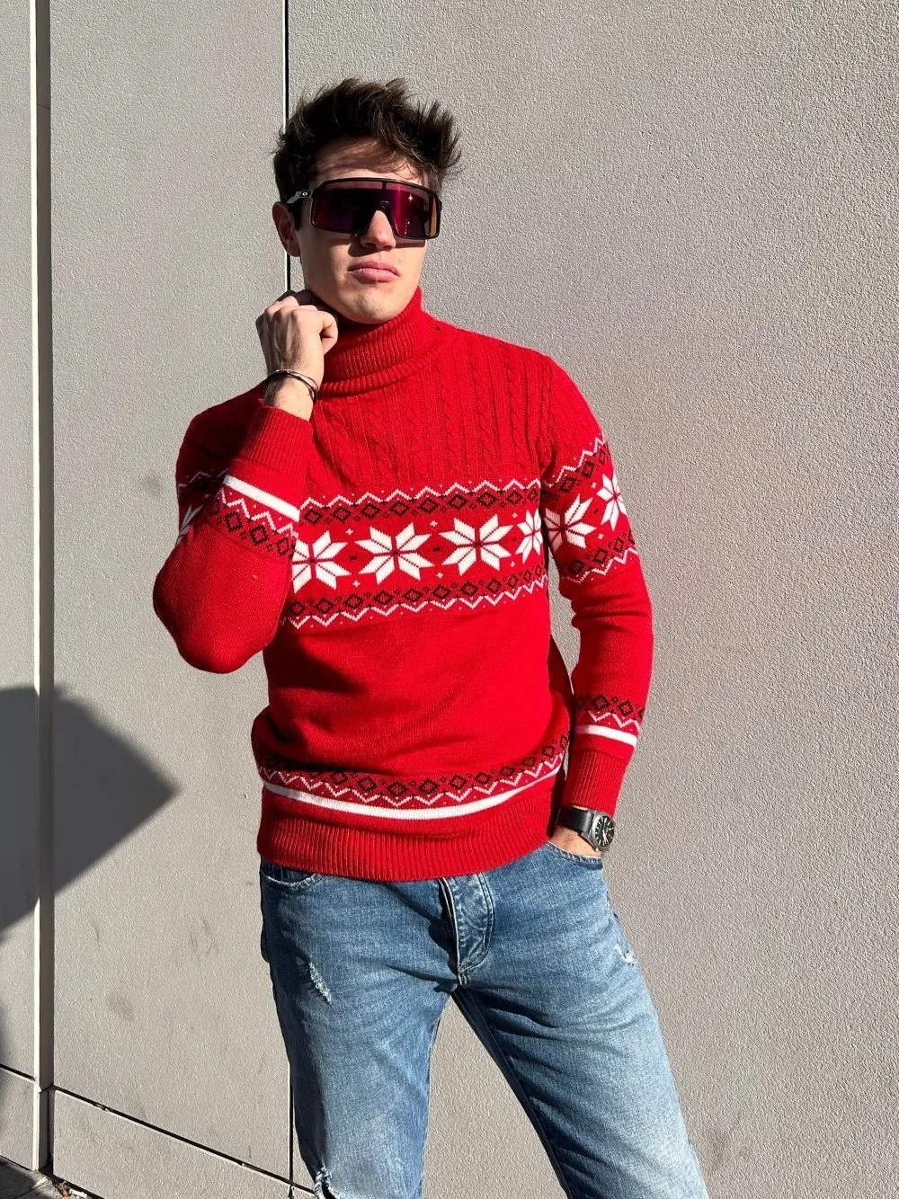 Maglione dolcevita stelle di natale