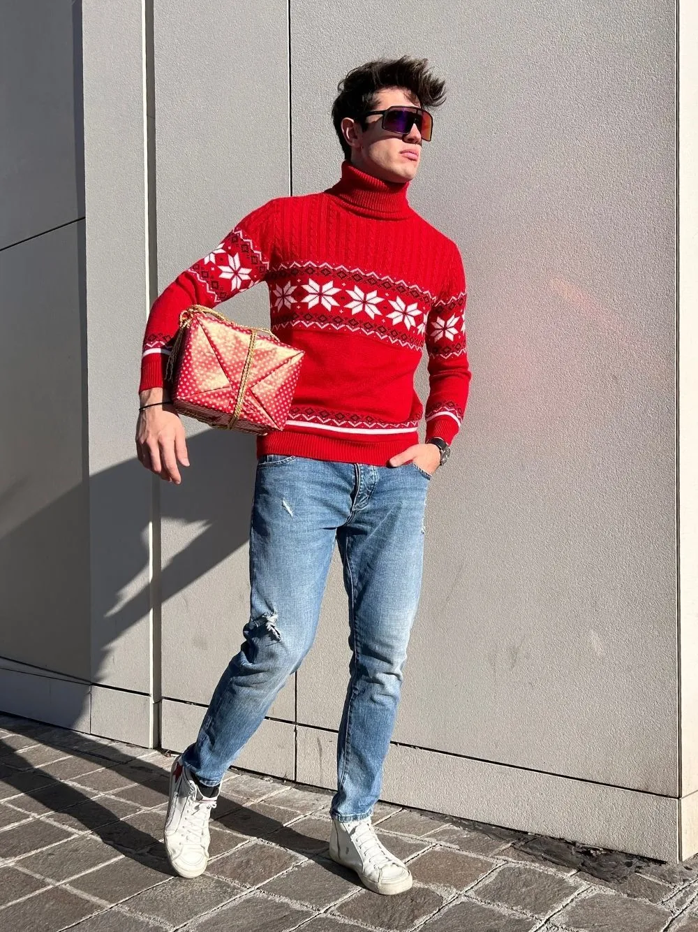 Maglione dolcevita stelle di natale