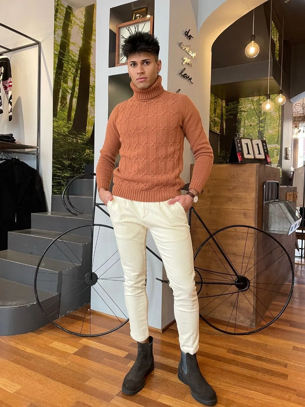 Maglione dolcevita trecce officina36