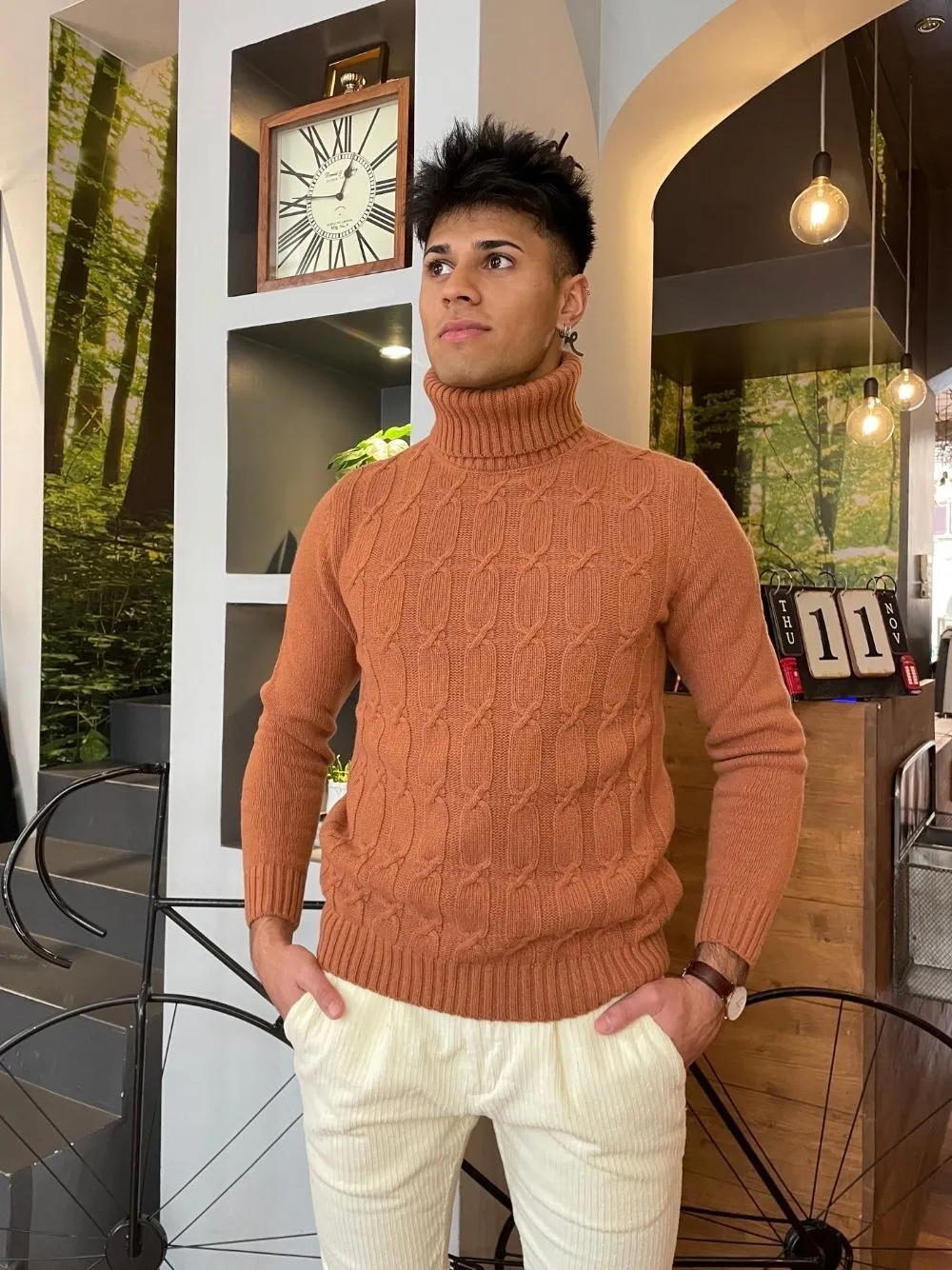 Maglione dolcevita trecce officina36