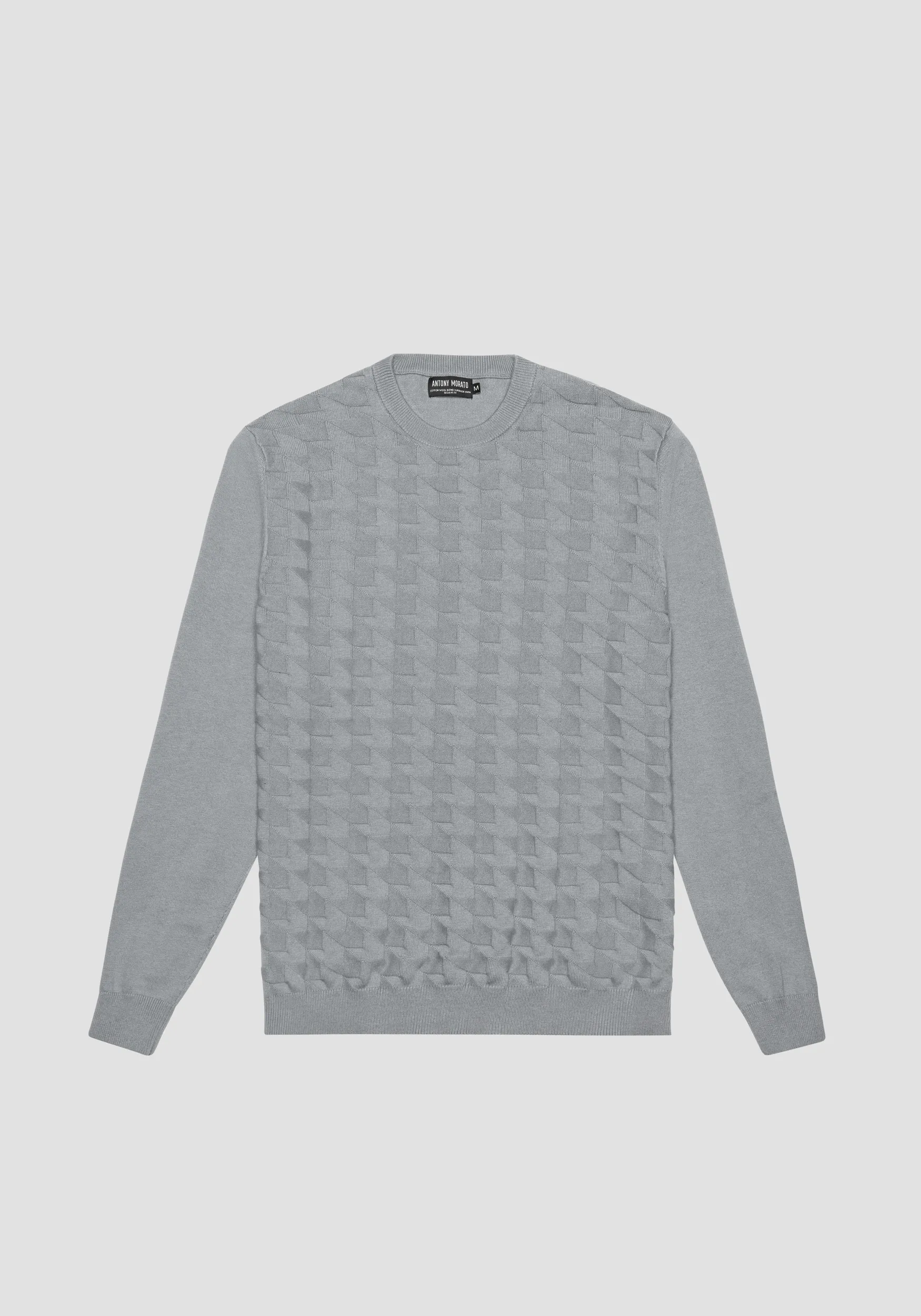MAGLIONE REGULAR FIT IN MISTO LANA CON LAVORAZIONE GEOMETRICA