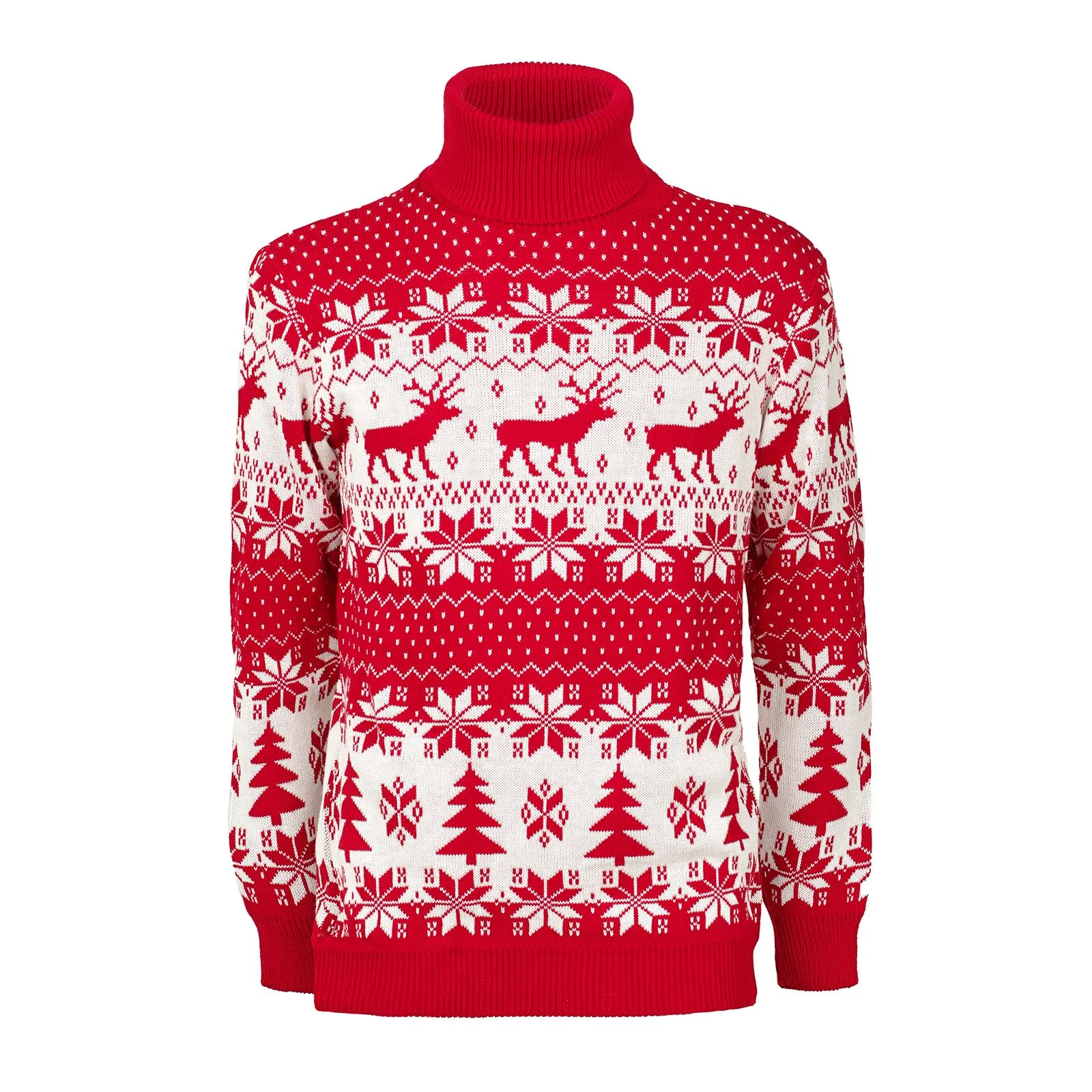 Maglione rosso dolcevita stampa natale