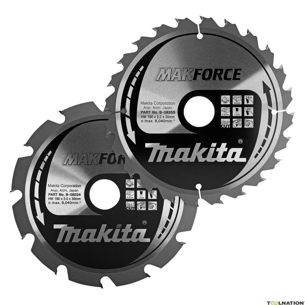 Makita Accessori B-49367 Lame circolari Makforce Wood 190 mm Per 2 pezzi