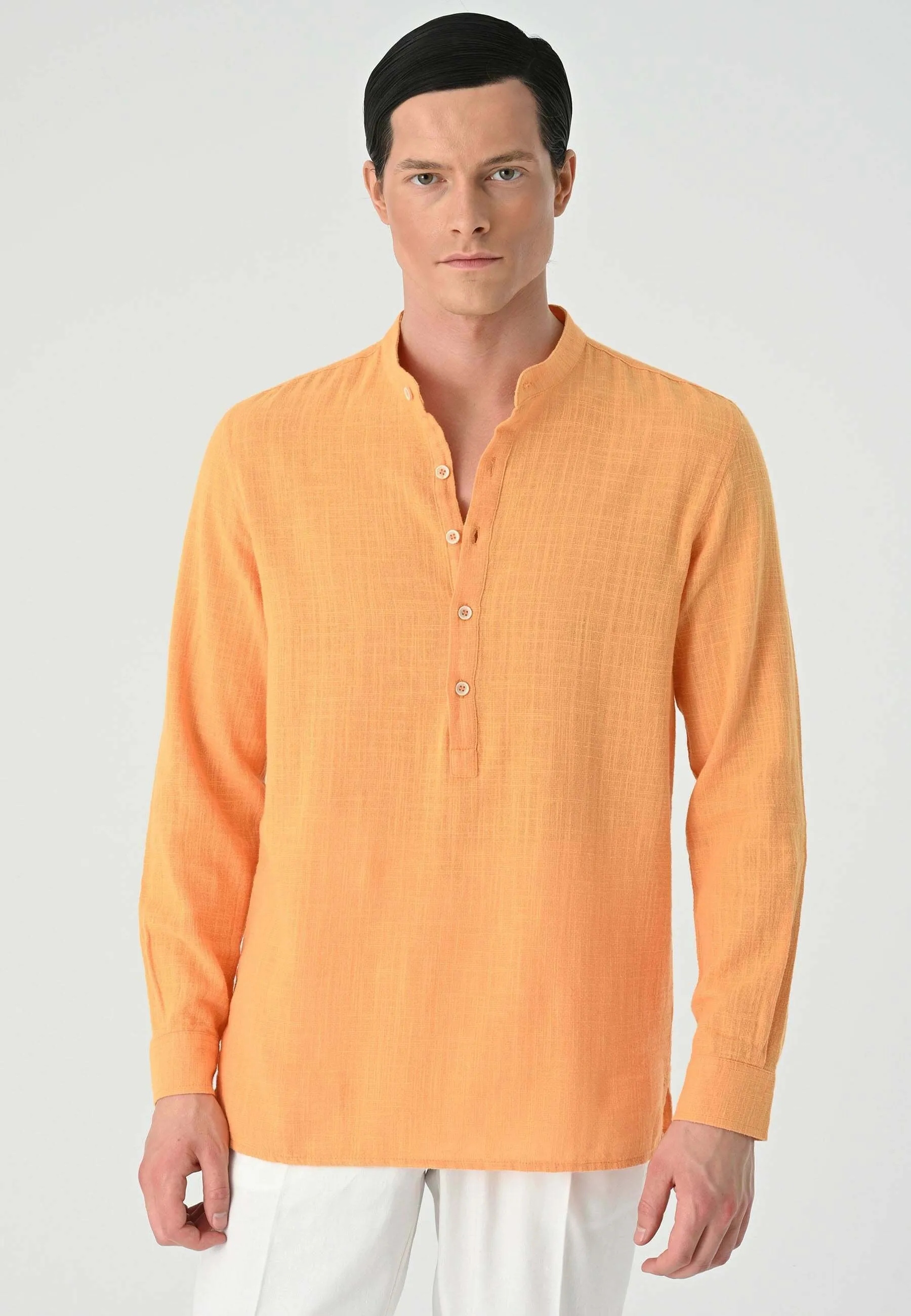 MANDARIN COLLAR LONG SLEEVE   - Camicia