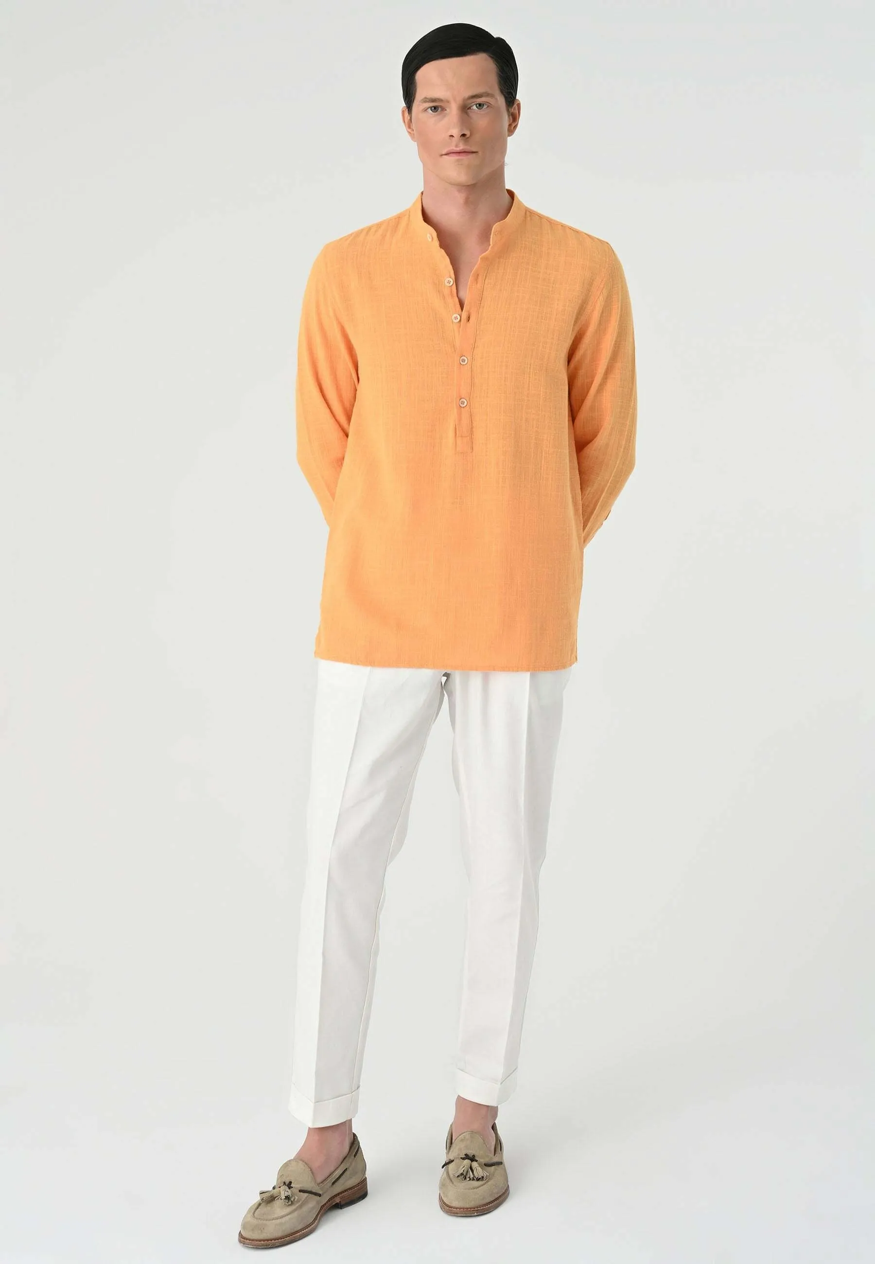 MANDARIN COLLAR LONG SLEEVE   - Camicia