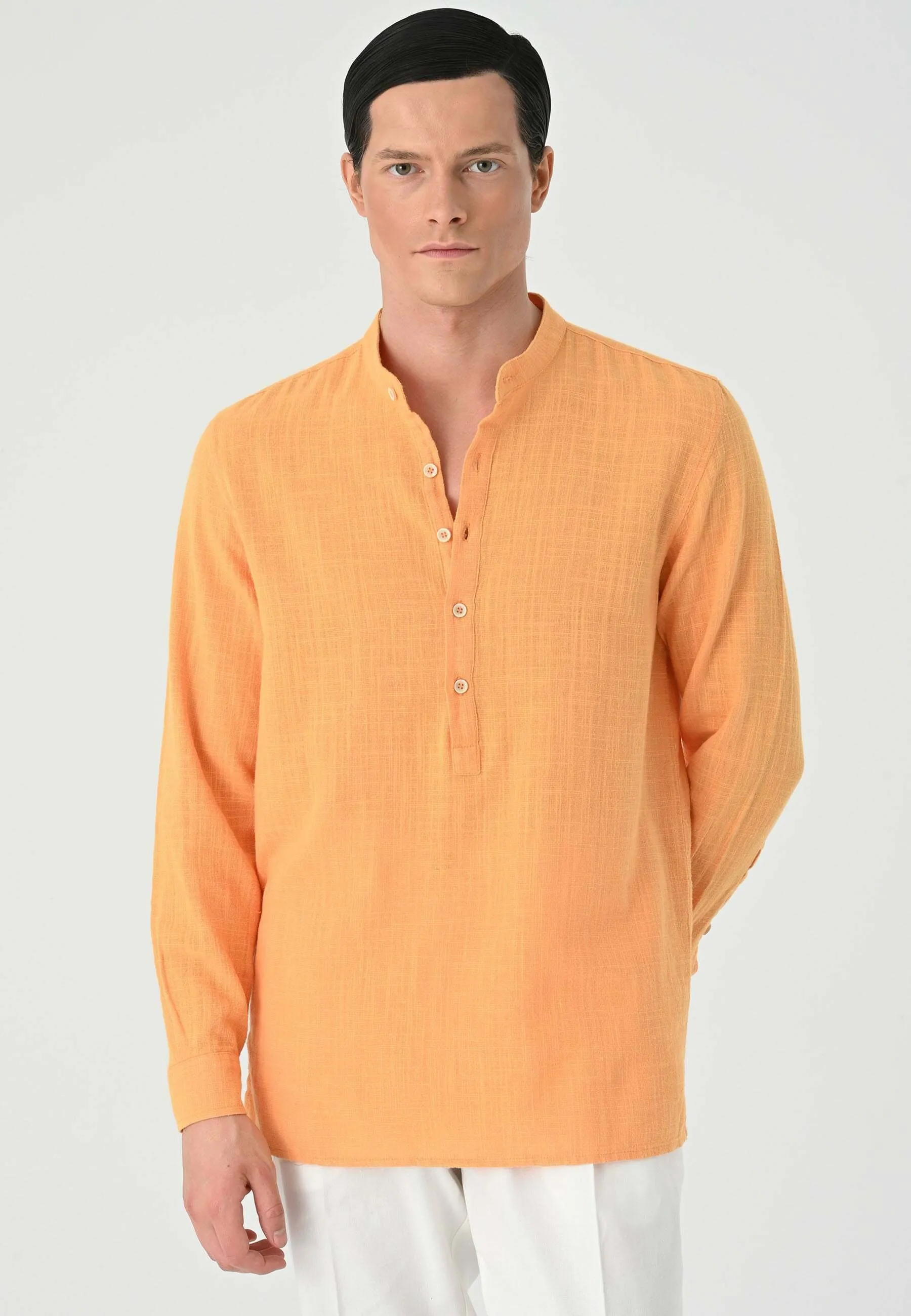 MANDARIN COLLAR LONG SLEEVE   - Camicia