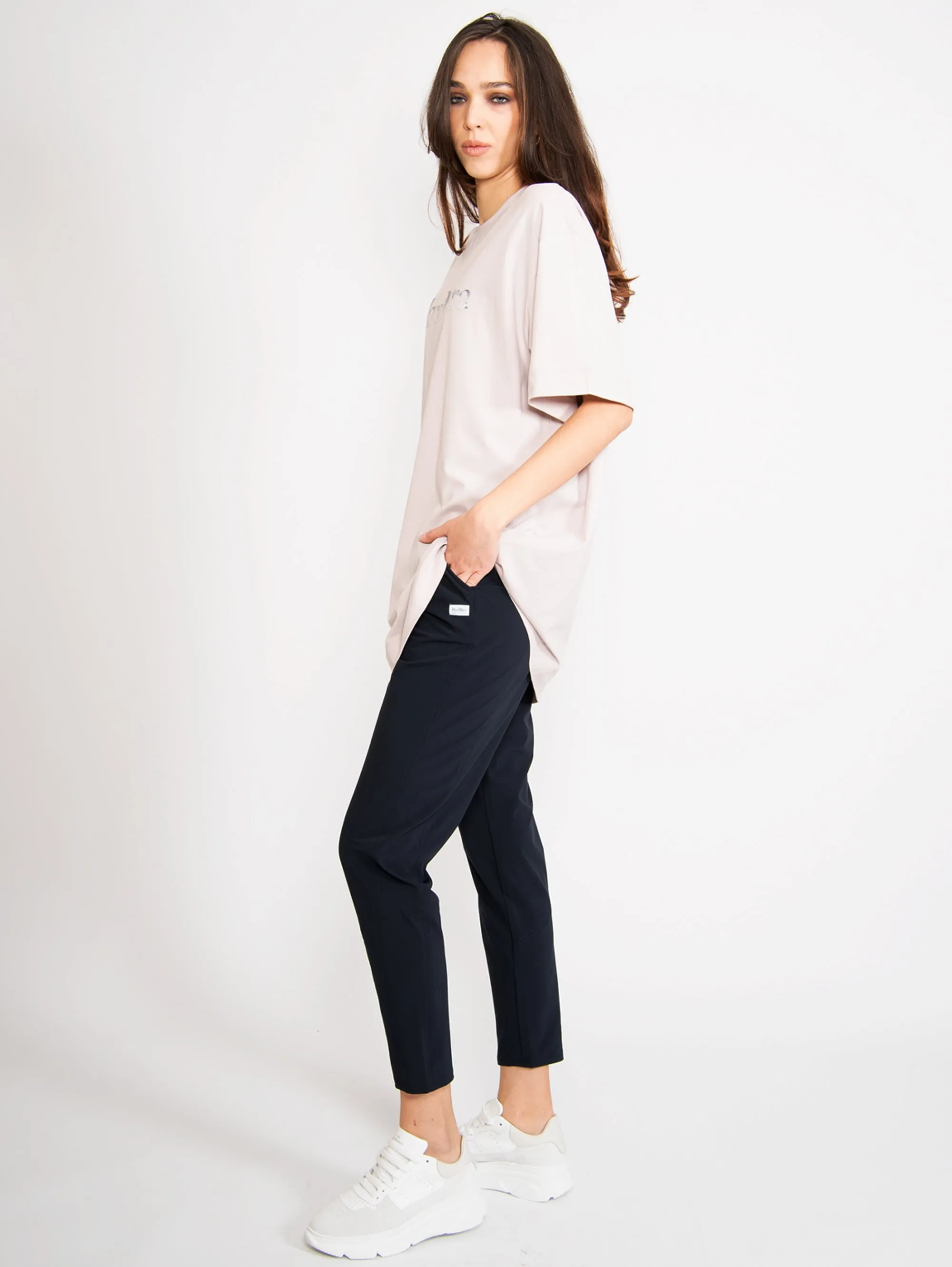 Maxi T-Shirt con Stampa Rosa