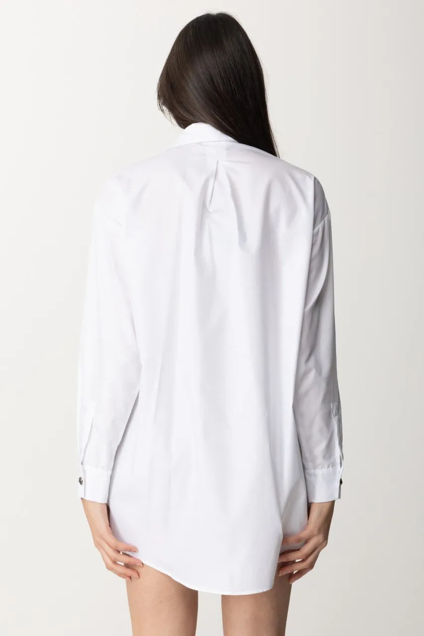 Miniabito con camicia e gonna ricamata Bianco/Perla