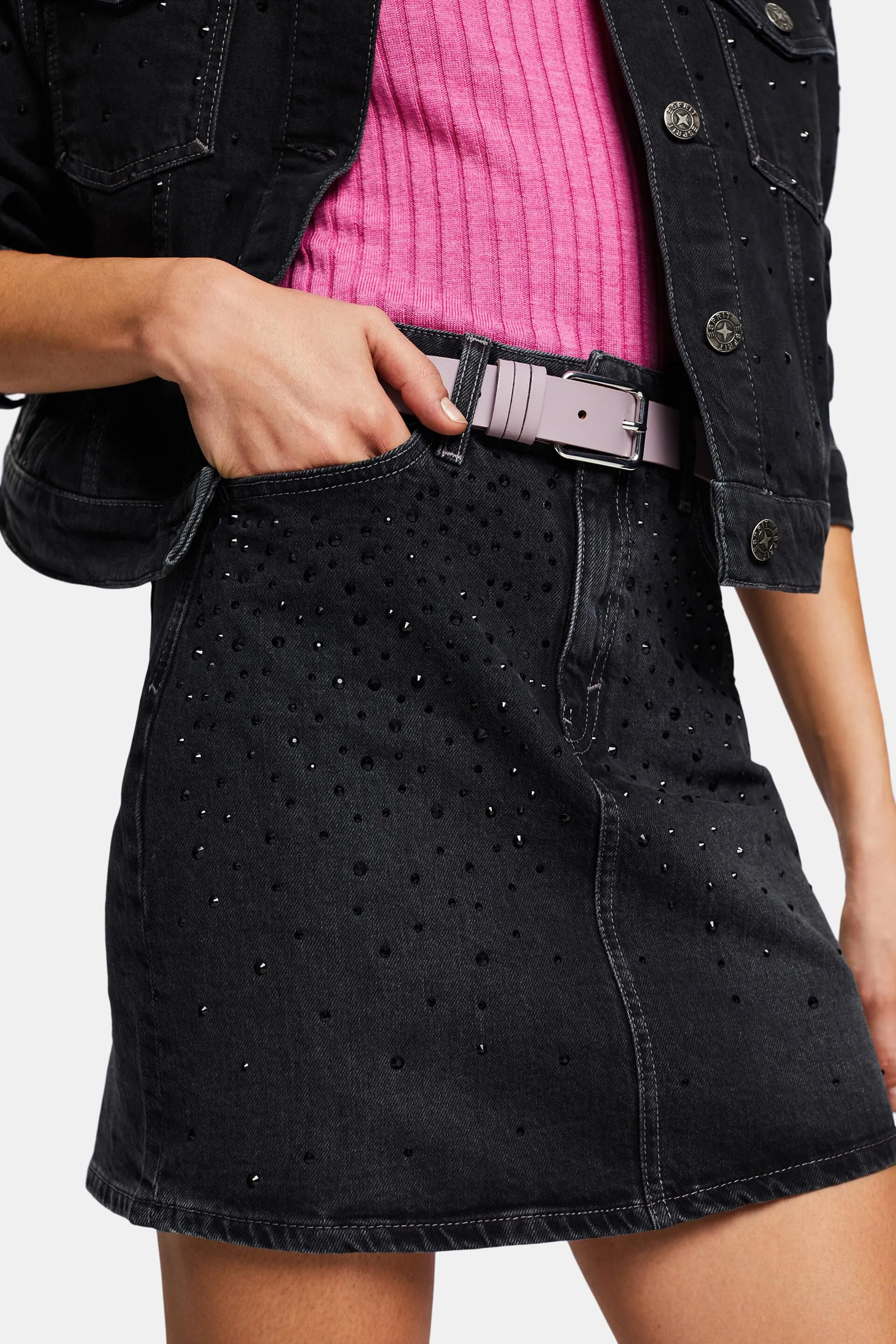 Minigonna in denim con strass