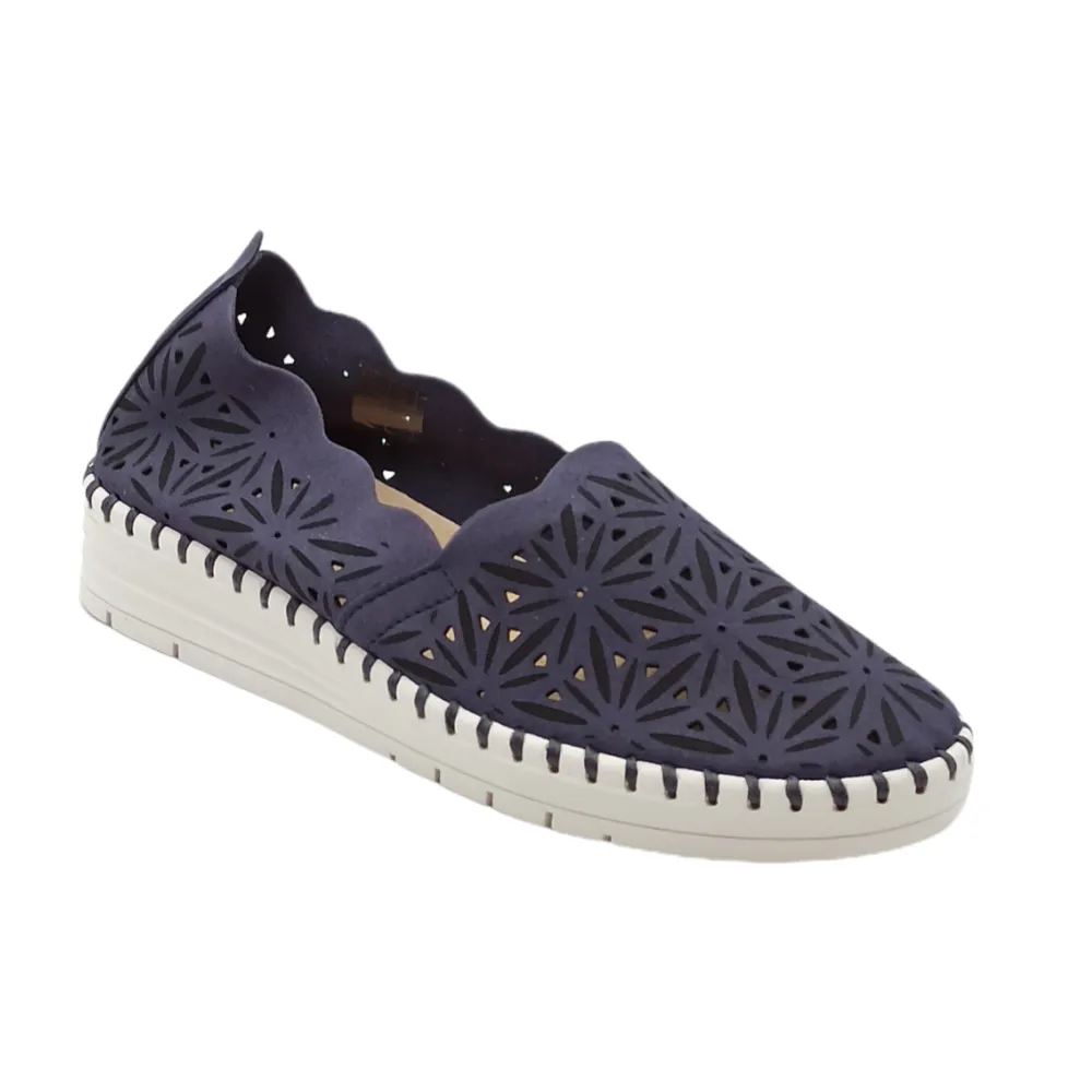 Mocassino donna traforato in tessuto di ecopelle Grunland SC2556 F6SAVI BLU