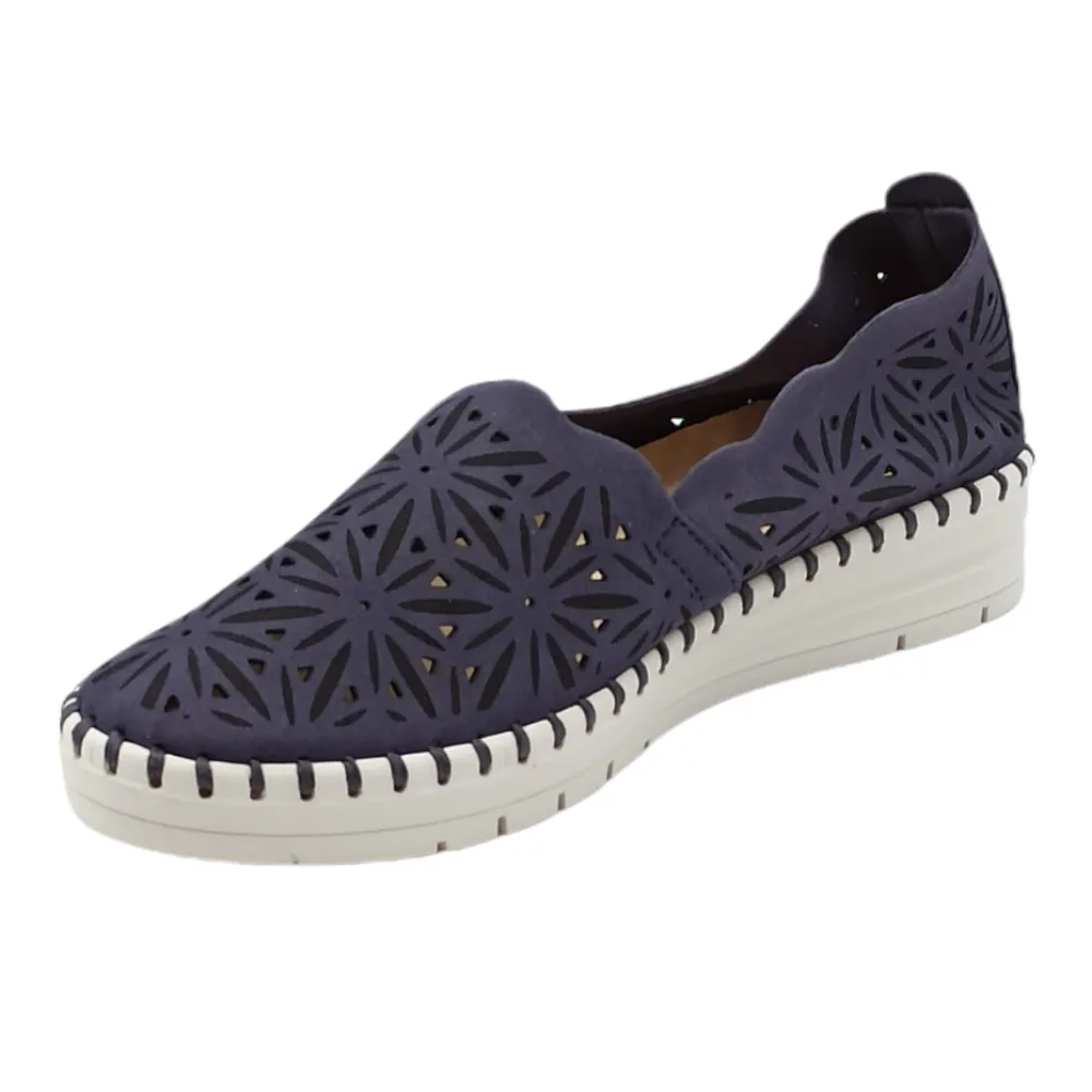 Mocassino donna traforato in tessuto di ecopelle Grunland SC2556 F6SAVI BLU