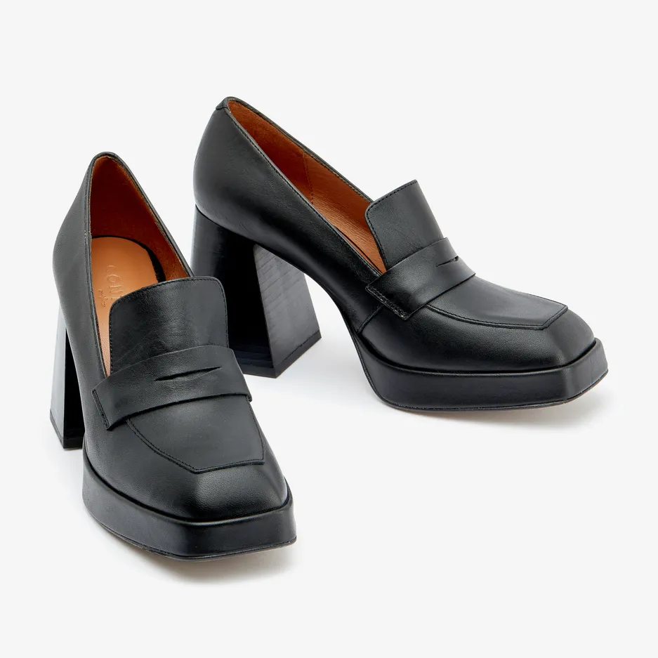 Mocassino Nero con Tacco