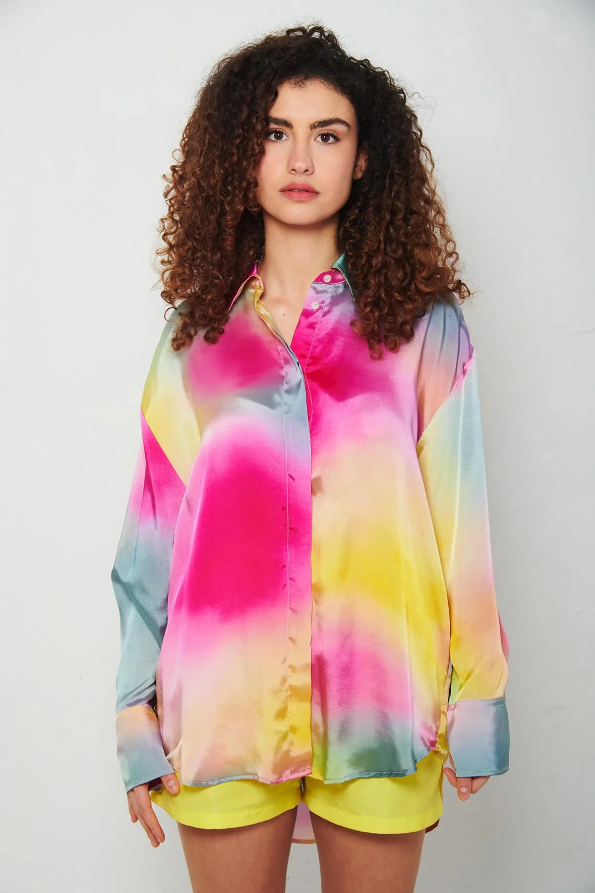 MSGM Camicia over Tie Dye in viscosa