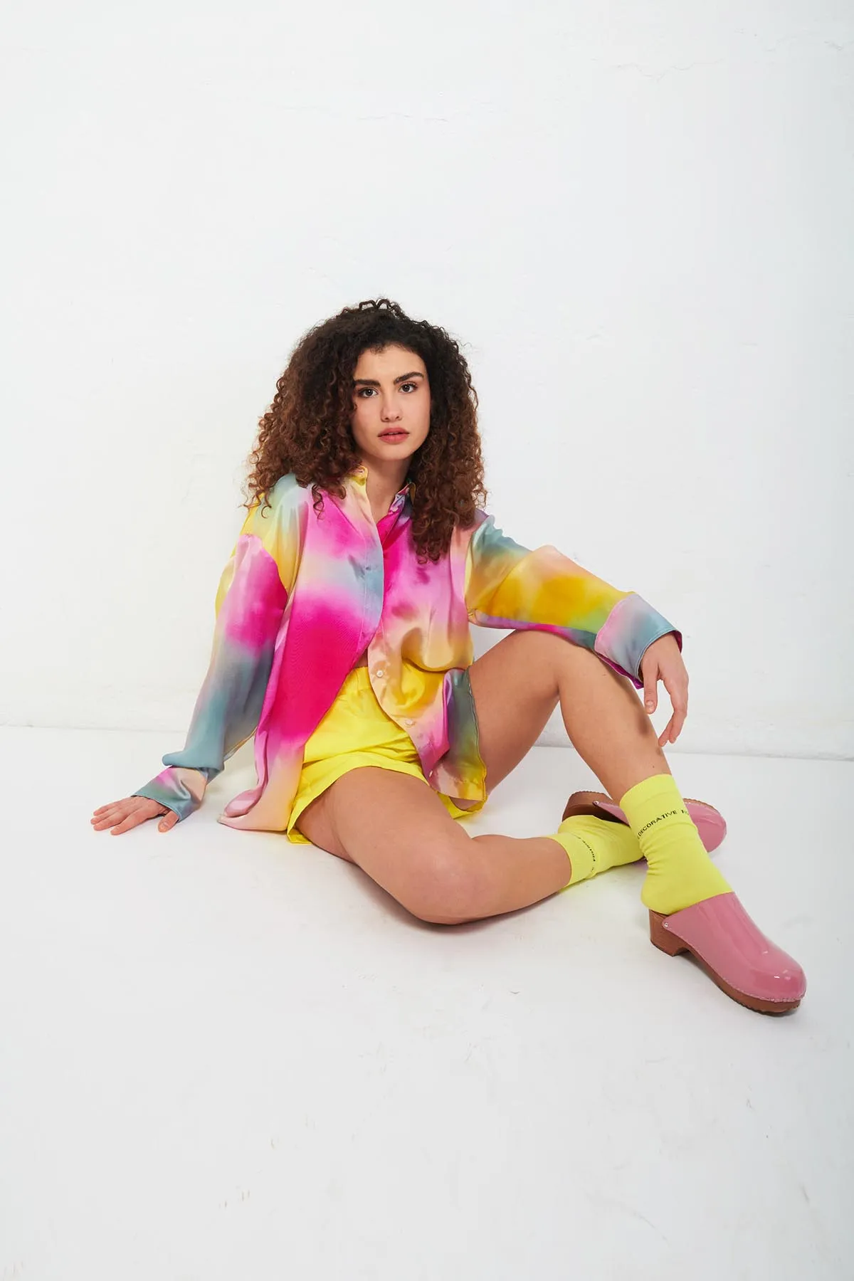 MSGM Camicia over Tie Dye in viscosa