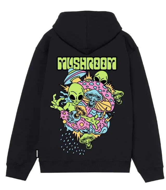 Mushroom Cotton hoodie with print 22FWMU21004-01 black