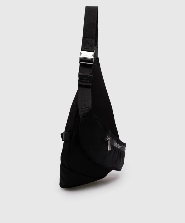 Off-White Borsa a tracolla nera con ricamo logo OMNQ093F24FAB001