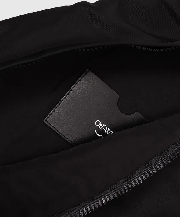 Off-White Borsa a tracolla nera con ricamo logo OMNQ093F24FAB001