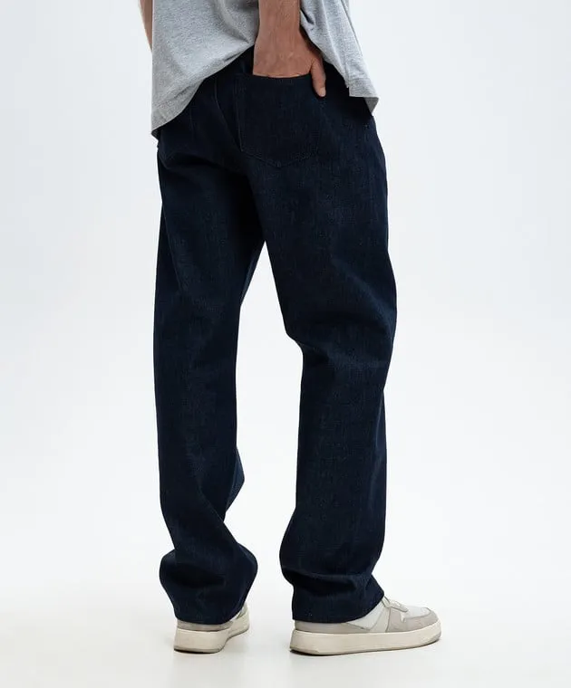 Off-White Jeans blu con ricamo logo OMYA138F24DEN002