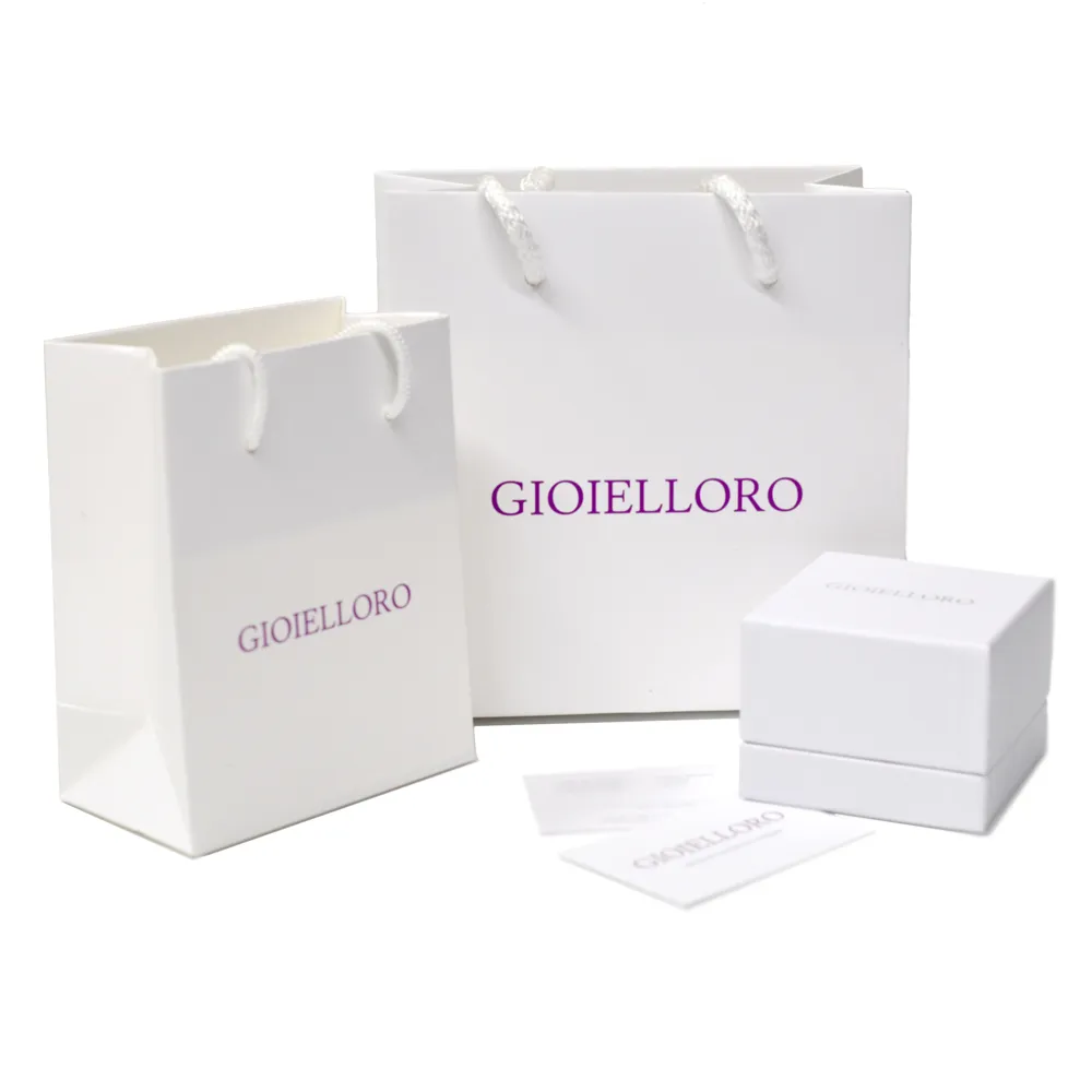Orecchino a cerchio singolo campanella media in oro bianco