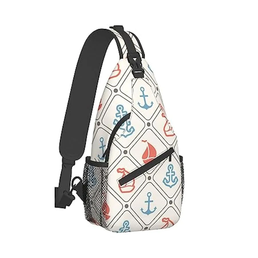 Oudrspo Borsa a tracolla con motivo ancore blu Borsa a tracolla Zaino da escursionismo Zaino a tracolla Borsa a tracolla per esc