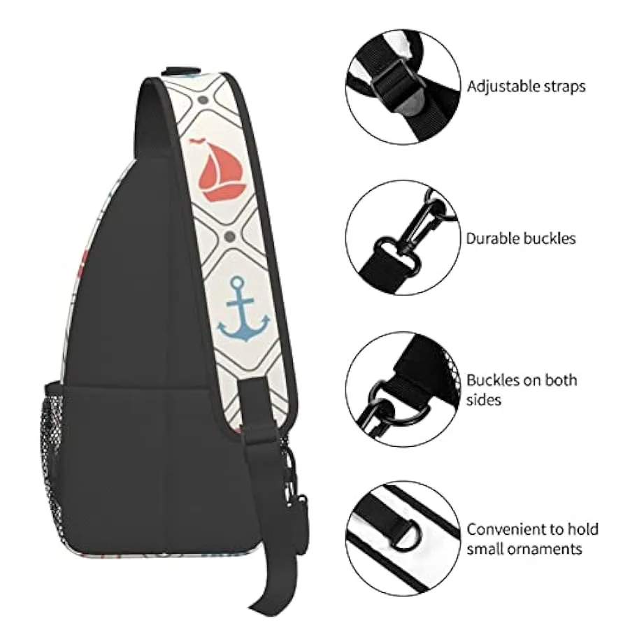 Oudrspo Borsa a tracolla con motivo ancore blu Borsa a tracolla Zaino da escursionismo Zaino a tracolla Borsa a tracolla per esc
