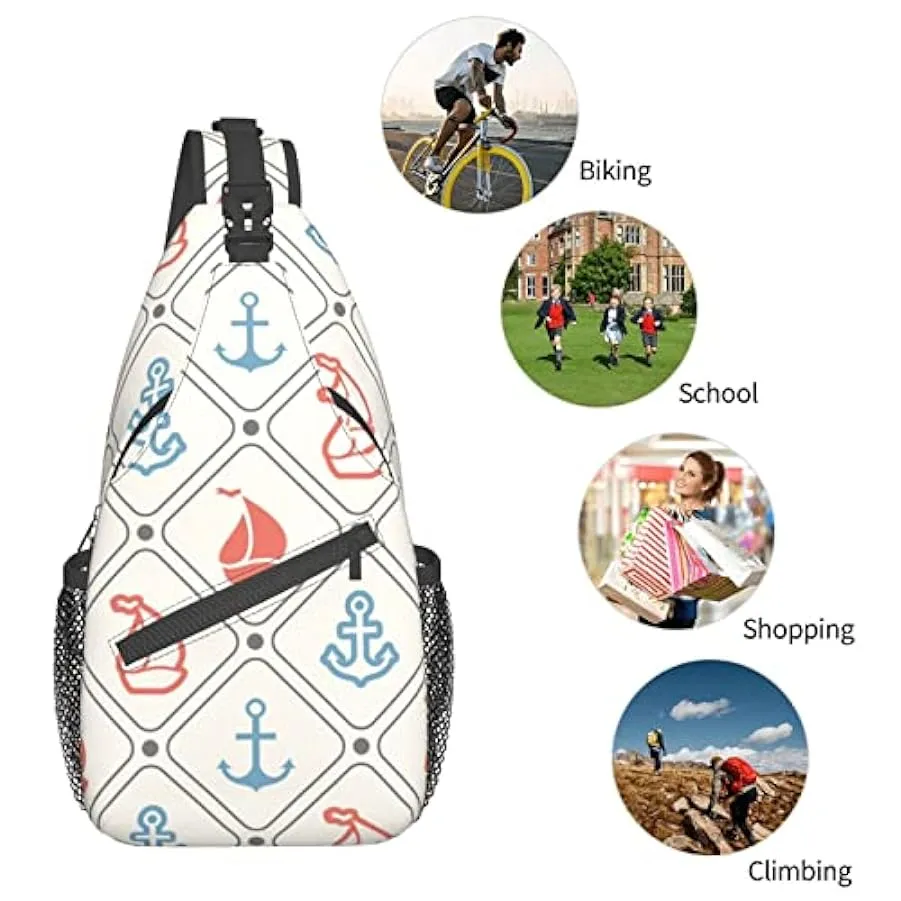 Oudrspo Borsa a tracolla con motivo ancore blu Borsa a tracolla Zaino da escursionismo Zaino a tracolla Borsa a tracolla per esc