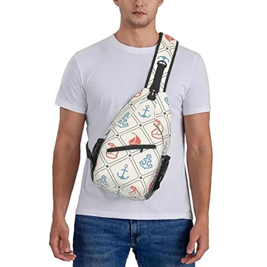 Oudrspo Borsa a tracolla con motivo ancore blu Borsa a tracolla Zaino da escursionismo Zaino a tracolla Borsa a tracolla per esc