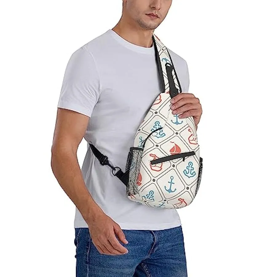 Oudrspo Borsa a tracolla con motivo ancore blu Borsa a tracolla Zaino da escursionismo Zaino a tracolla Borsa a tracolla per esc