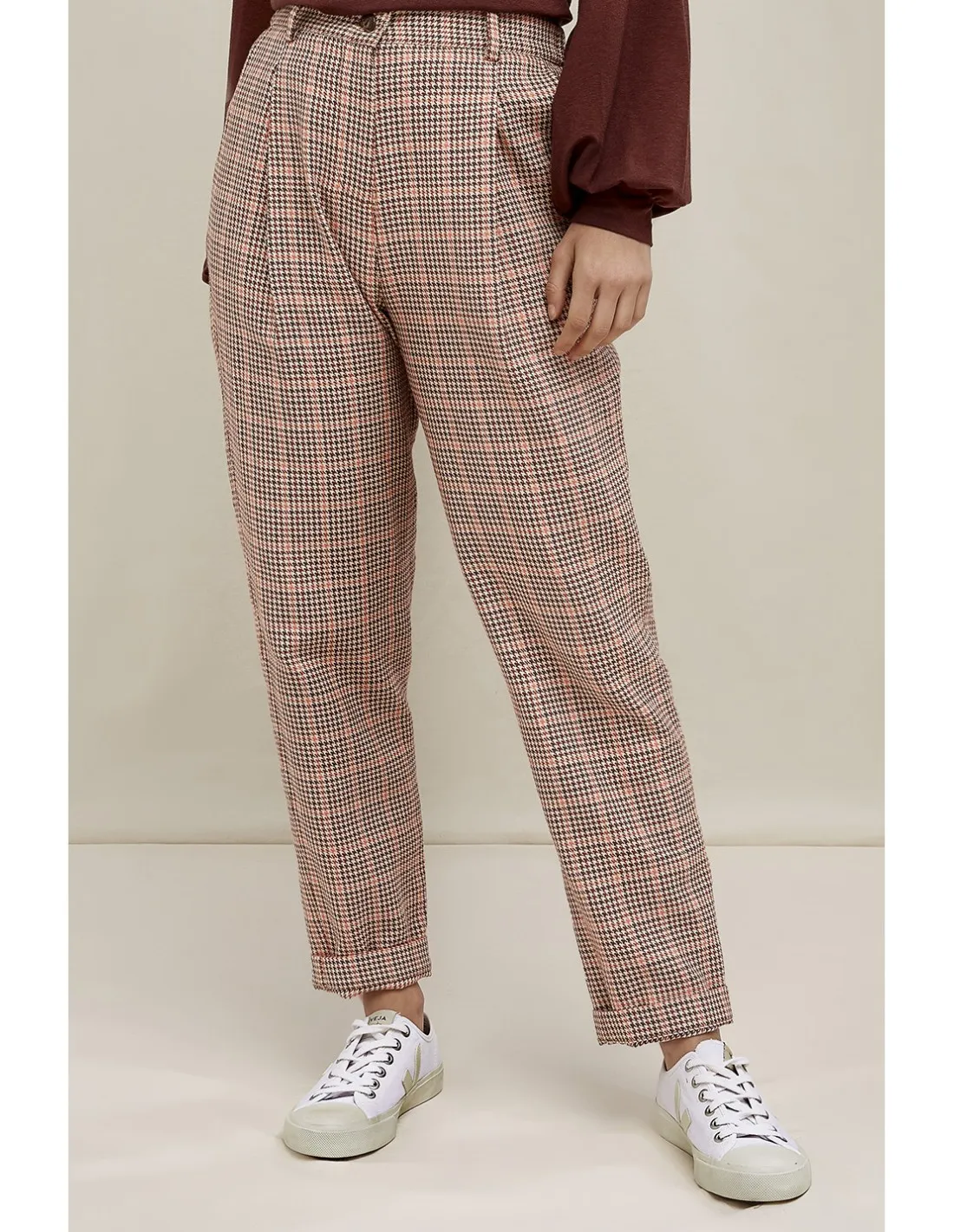 PANTALONE TARTAN IN COTONE BIOLOGICO "ANNIS"