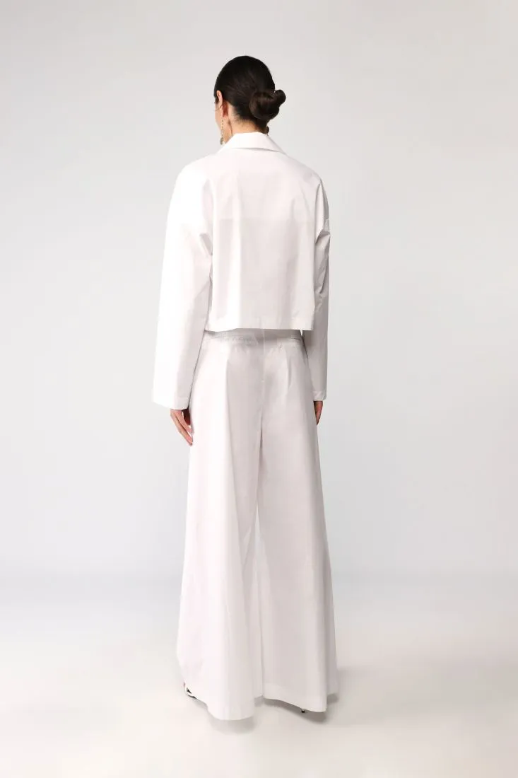 Pantaloni a palazzo con pinces e cintura