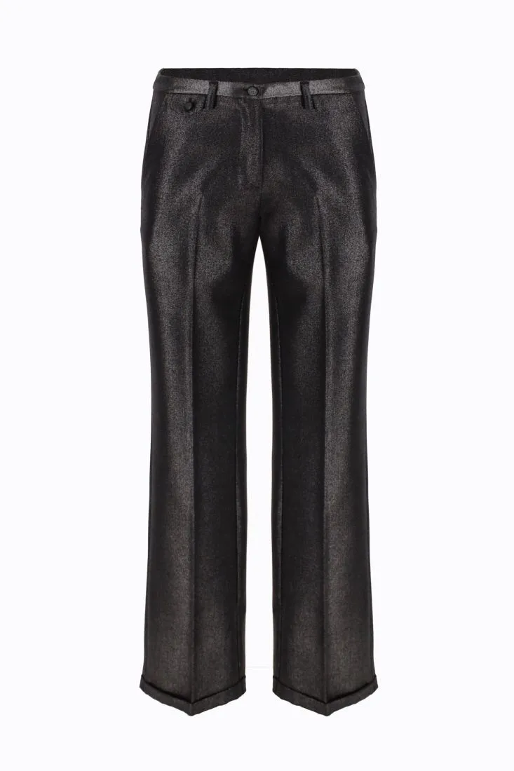 Pantaloni a palazzo effetto metallizzato con piega stirata