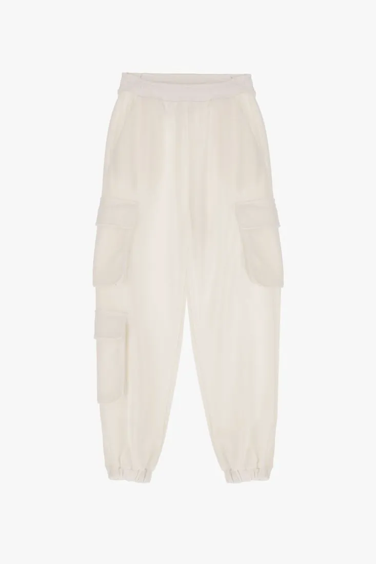 Pantaloni cargo monocolour con tasche laterali applicate
