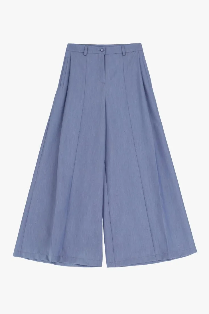 Pantaloni culotte fantasia mélange con pinces