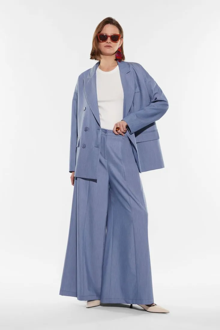 Pantaloni culotte fantasia mélange con pinces
