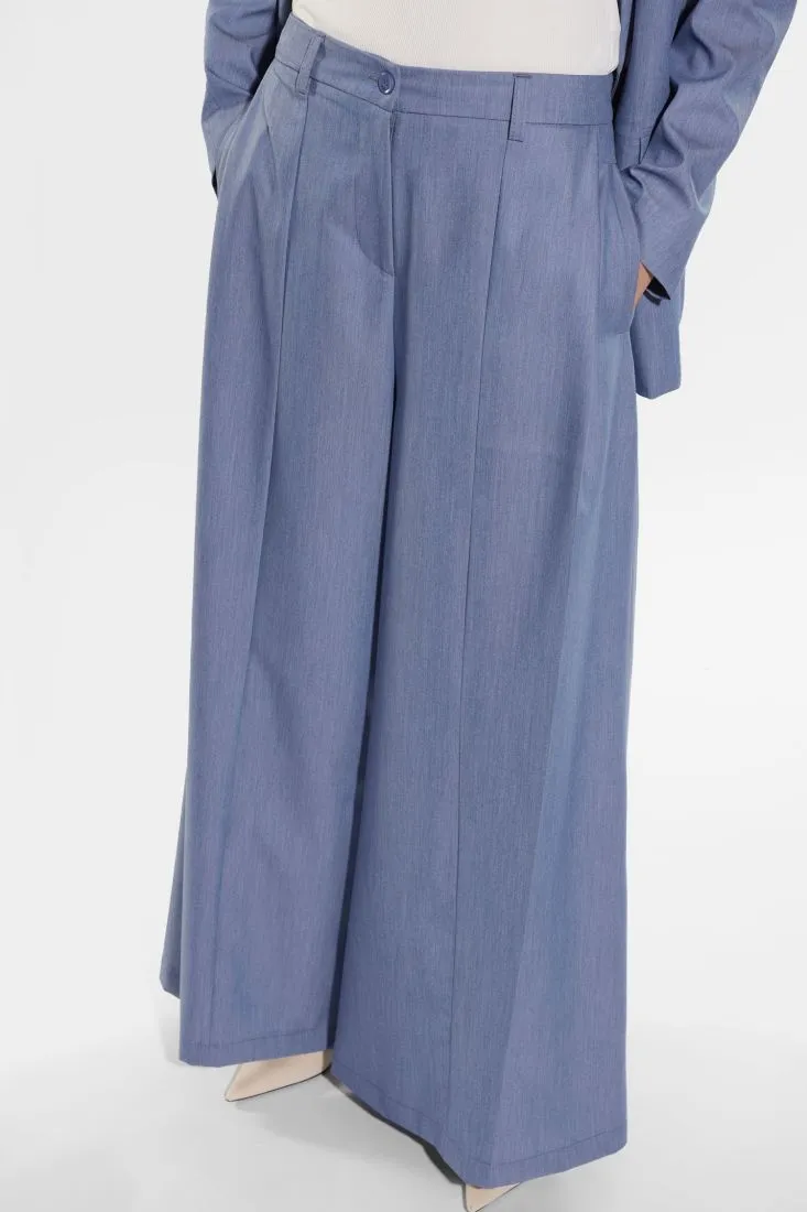 Pantaloni culotte fantasia mélange con pinces