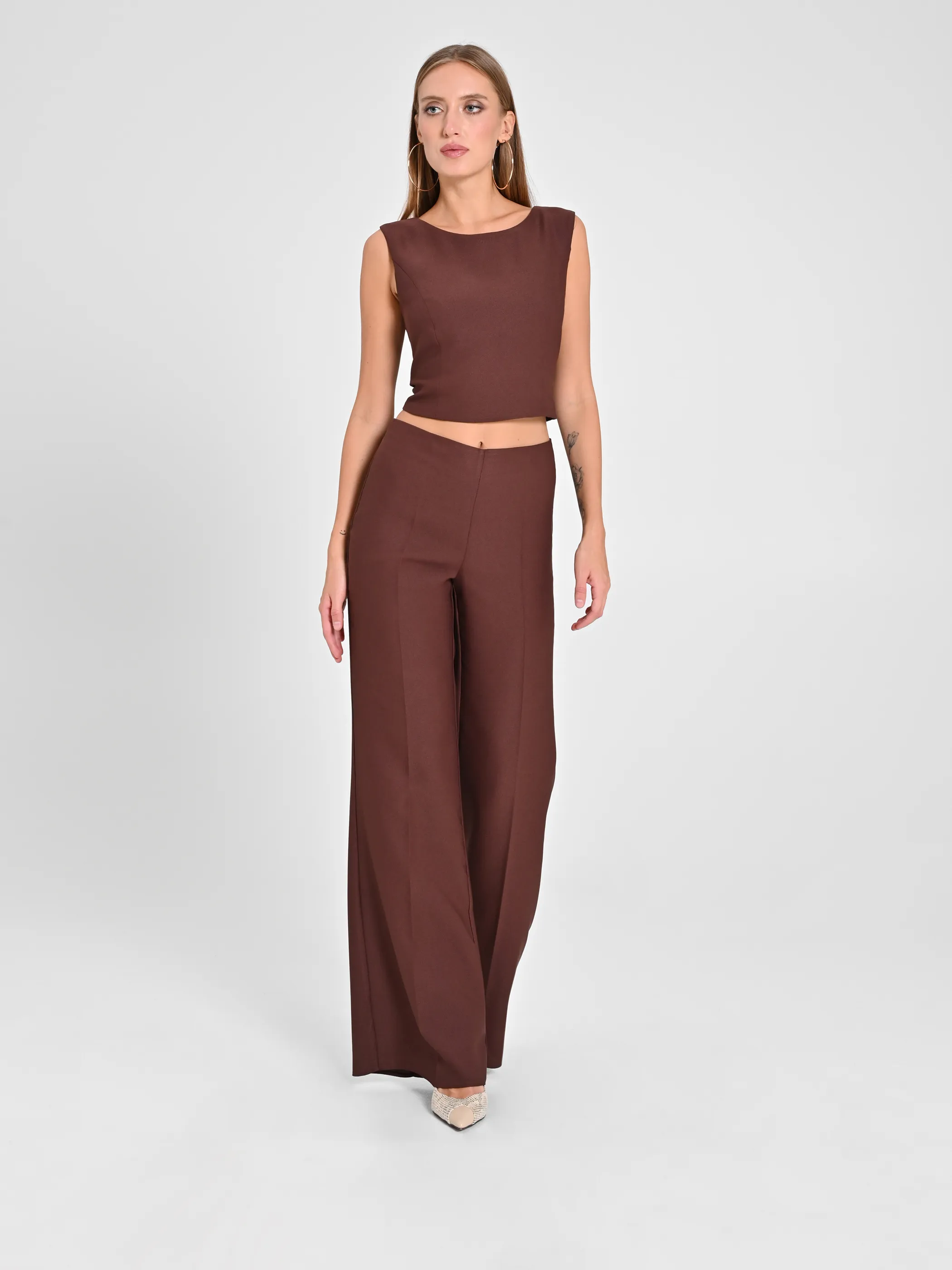      Pantaloni in Envers Satin Marrone     