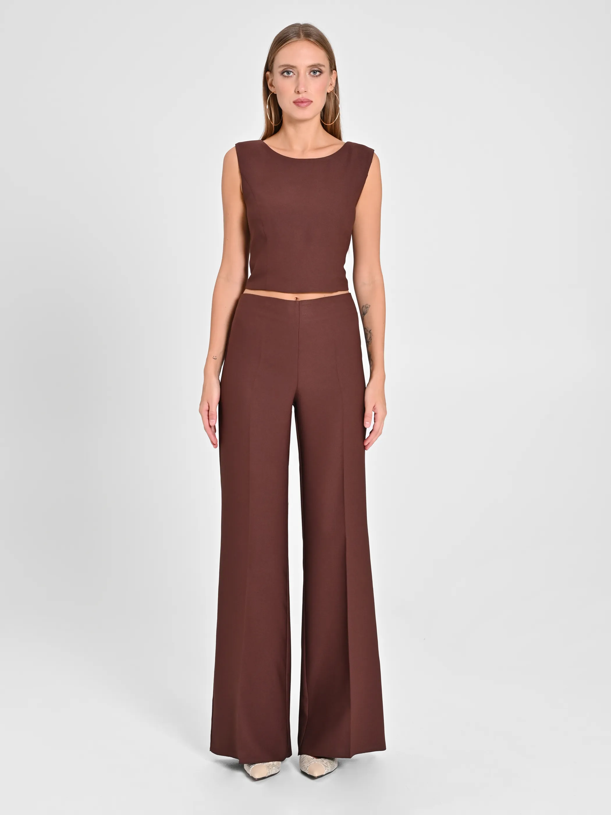      Pantaloni in Envers Satin Marrone     