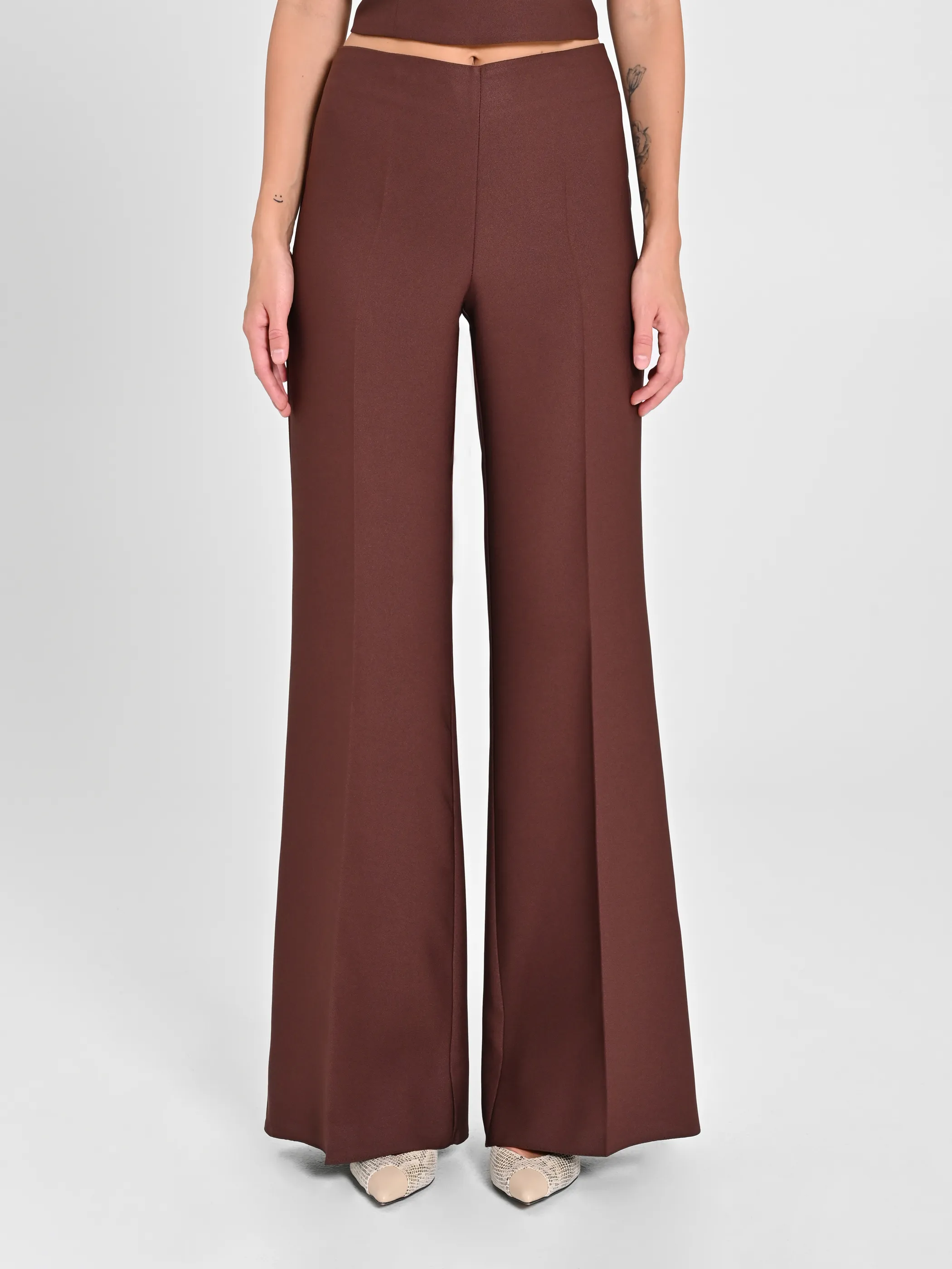     Pantaloni in Envers Satin Marrone     