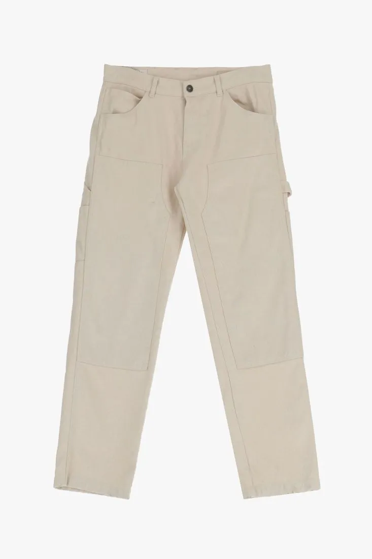 Pantaloni straight in puro cotone monocolour con cuciture dettaglio