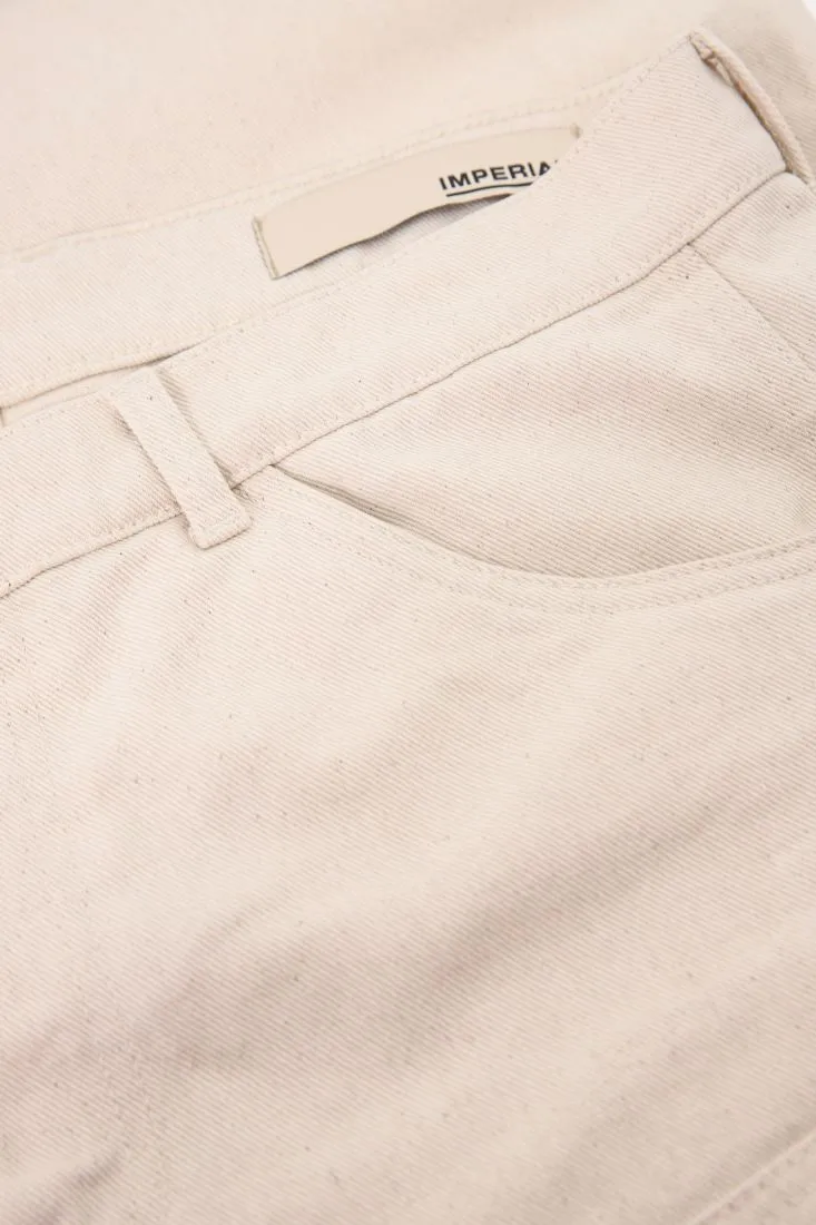 Pantaloni straight in puro cotone monocolour con cuciture dettaglio