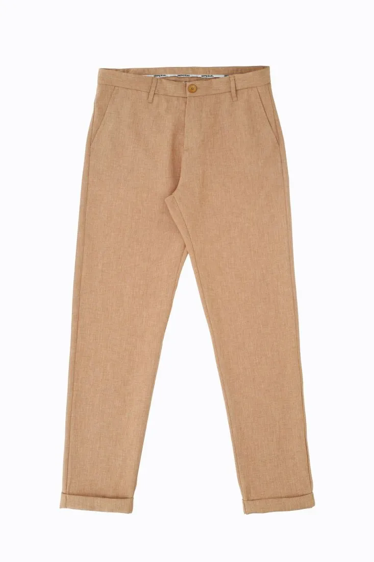 Pantaloni straight monocolour con orli risvoltati
