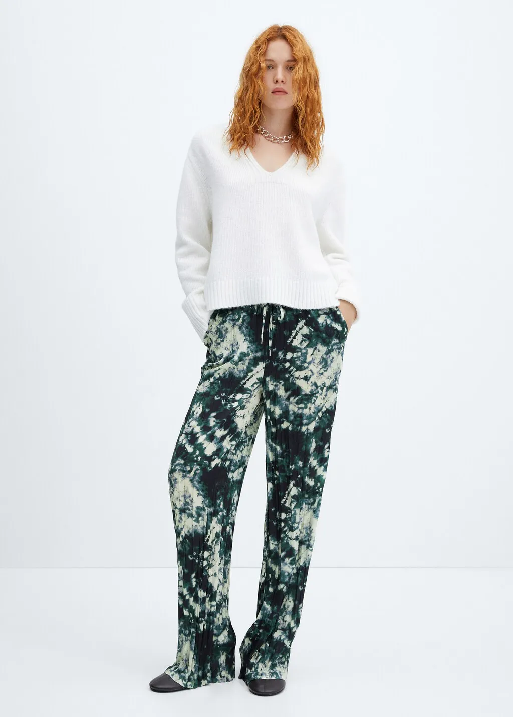 Pantaloni tie dye plissettati