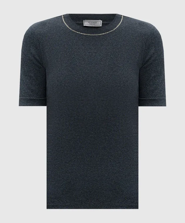 Peserico Top grigio a coste con catena monil S06588J005669
