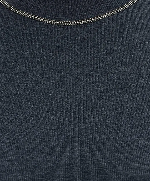 Peserico Top grigio a coste con catena monil S06588J005669