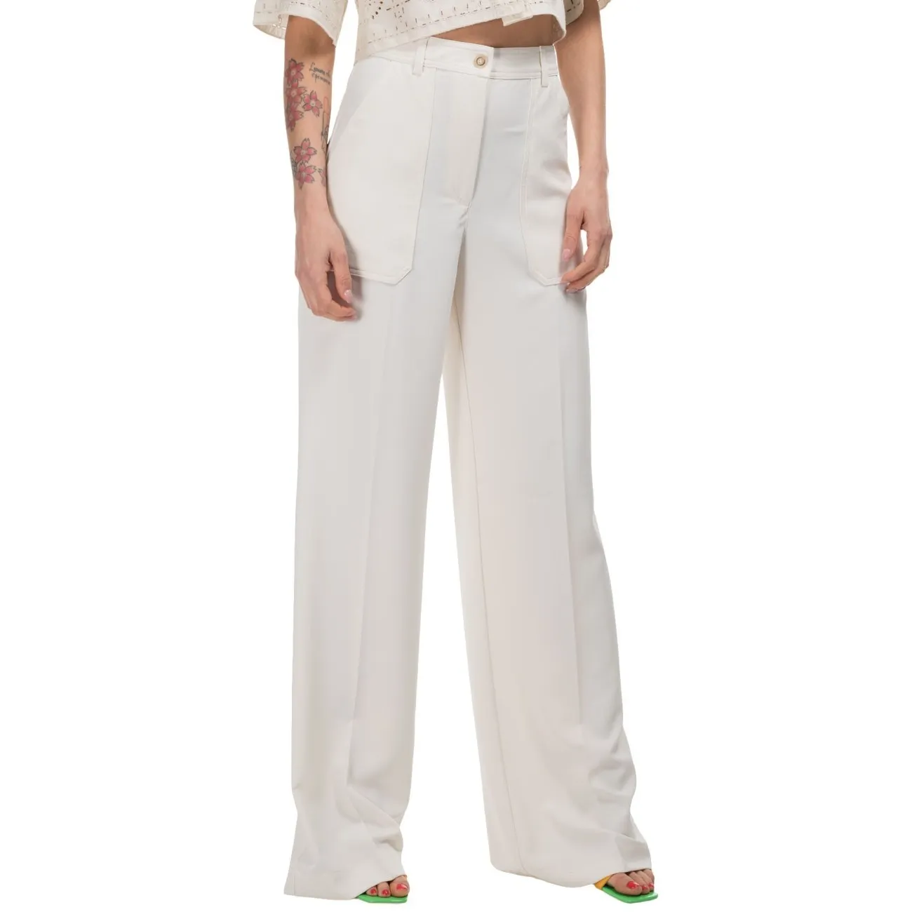 Pinko pantaloni ampi bianchi