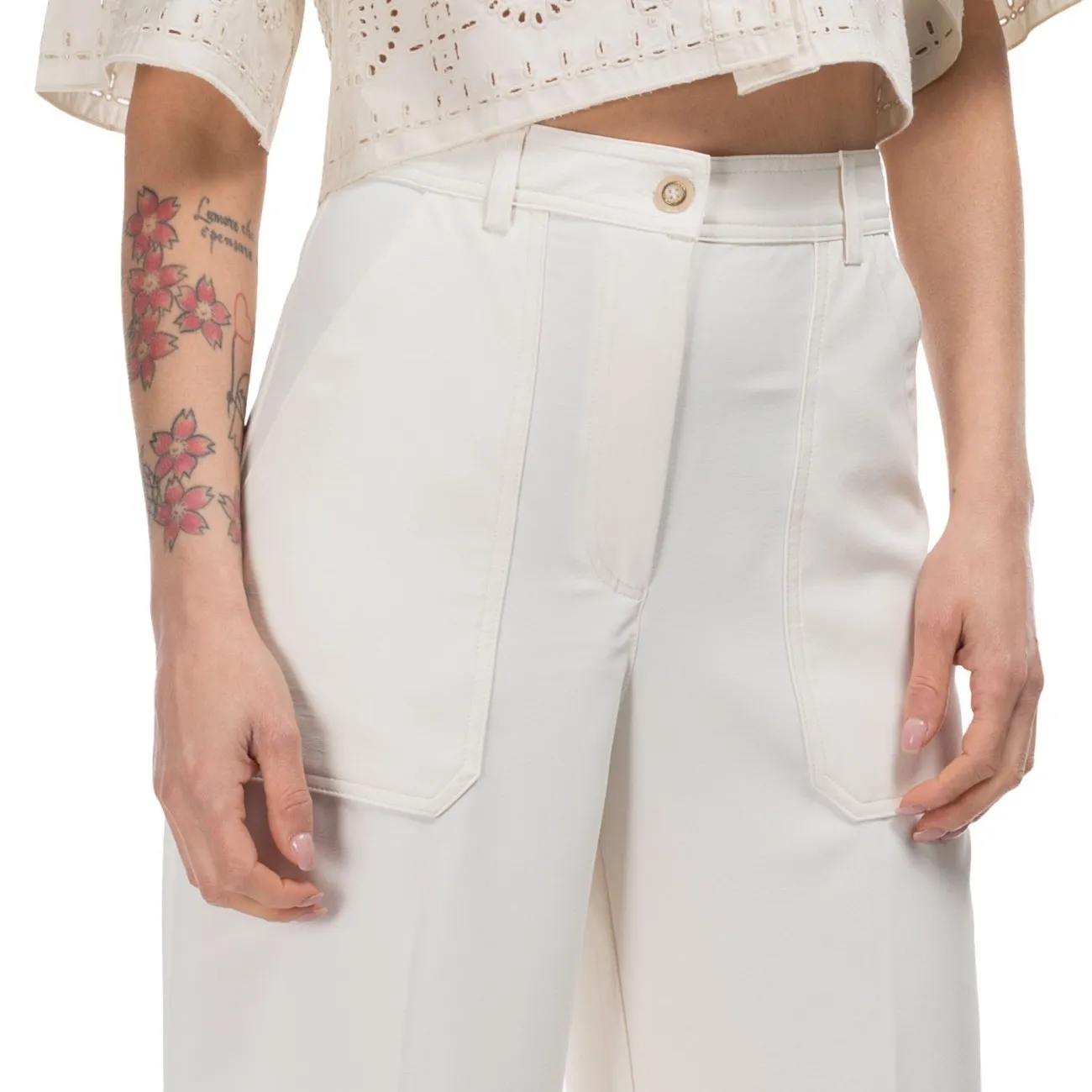 Pinko pantaloni ampi bianchi