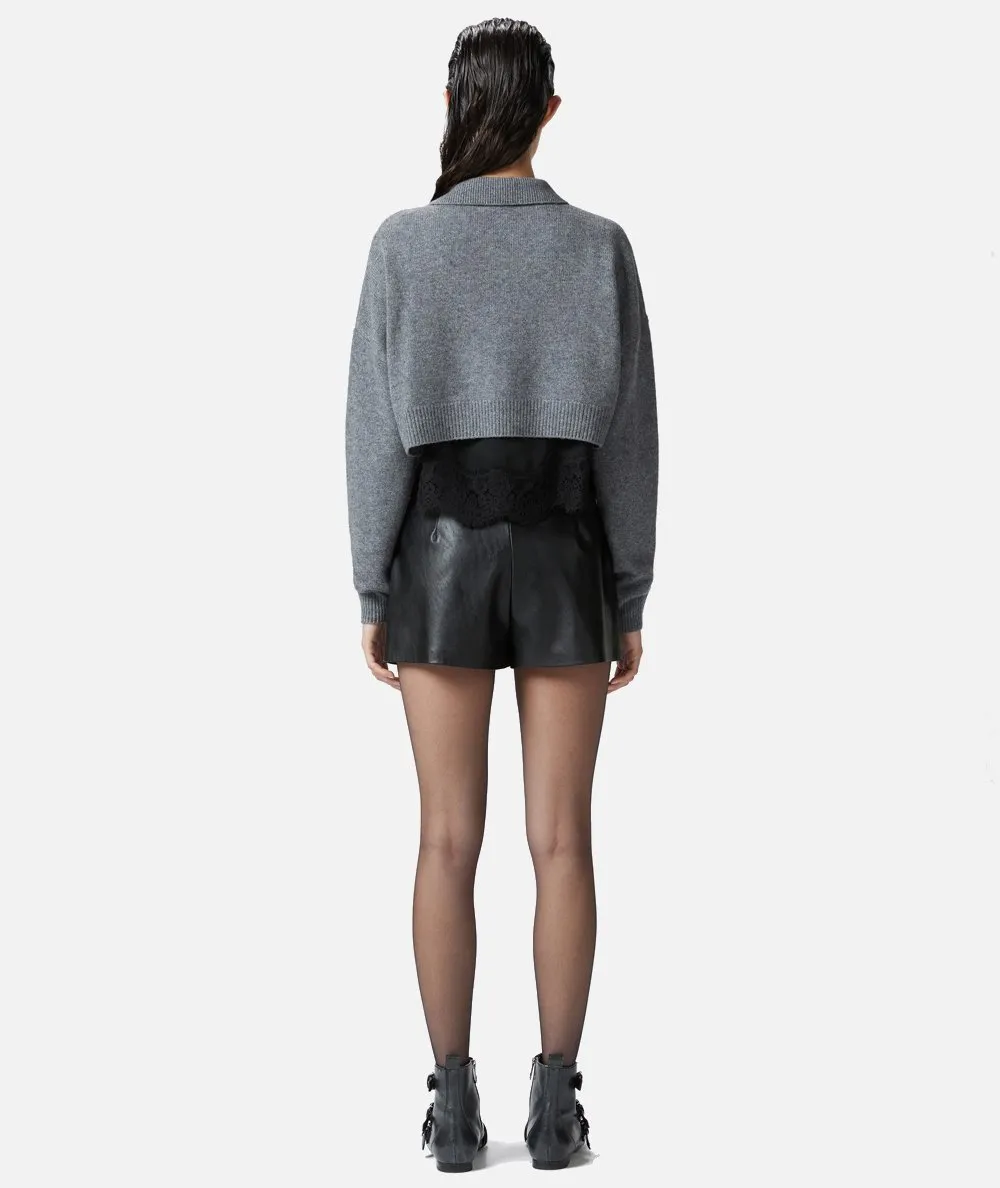 PINKO--Cardigan misto cachemire con top in satin e pizzo