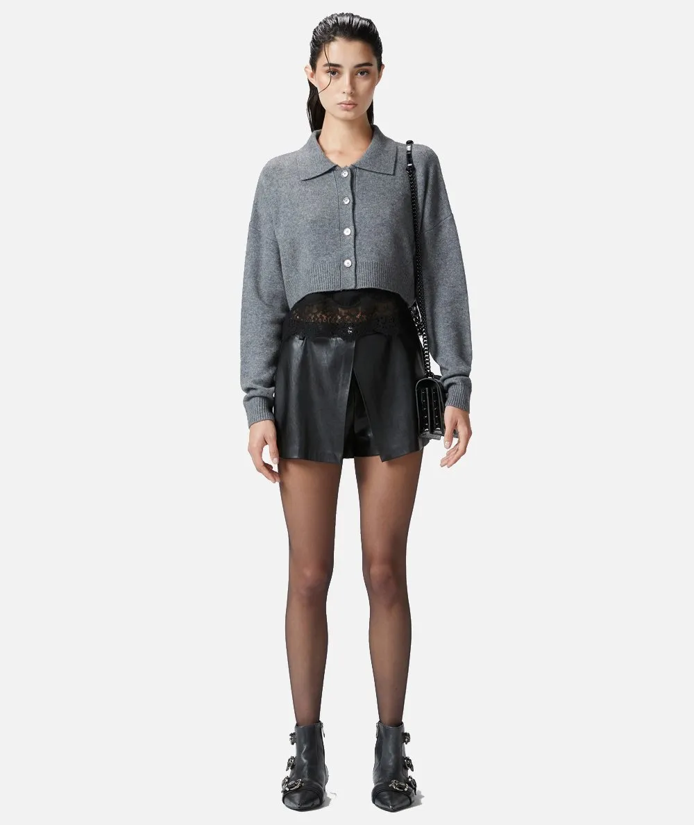 PINKO--Cardigan misto cachemire con top in satin e pizzo